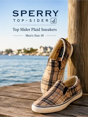 Sperry Top-Sider Plaid Slip-On Sneakers Men’s Size 10 Casual Canvas Shoes
